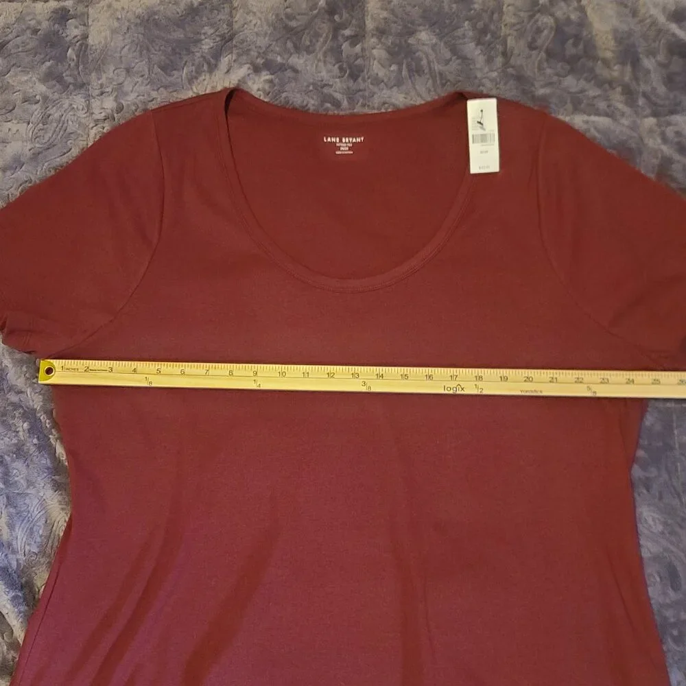 LANE BRYANT NWT Cotton Blend Wine/Burgundy Fitted Tee Plus Size 26/28 - Picture 8 of 11